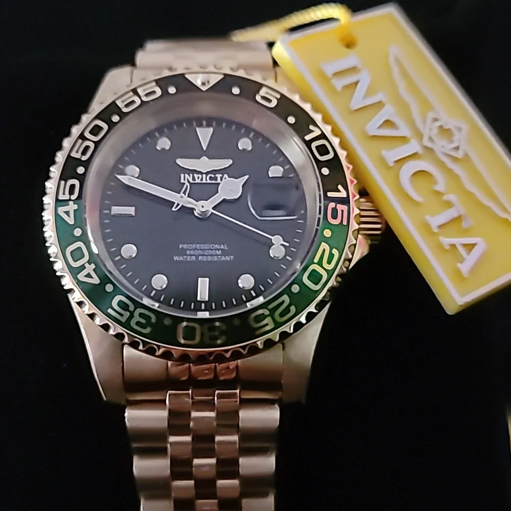 NEW NIB‎ Invicta Pro Diver Mens Model 44526 - Men's Watch Quartz Gold Green 200m